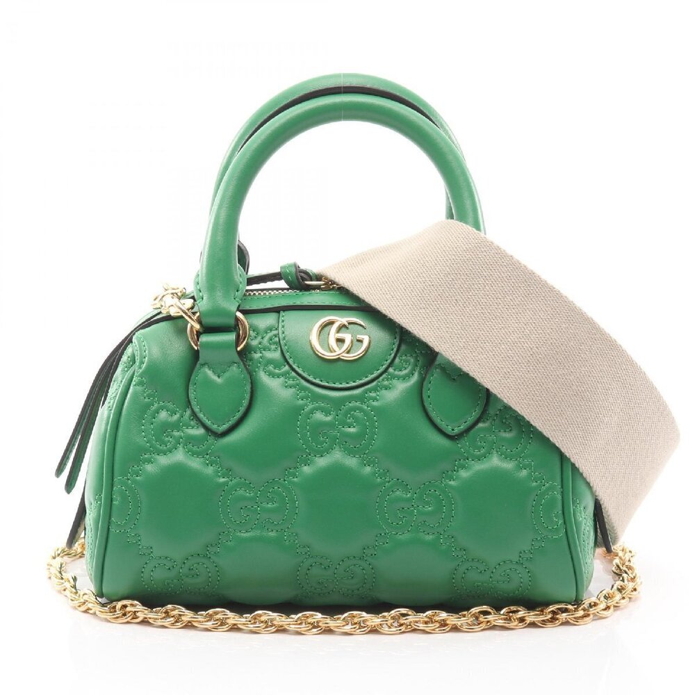 Gucci GG Matelasse Handbag Leather Green
